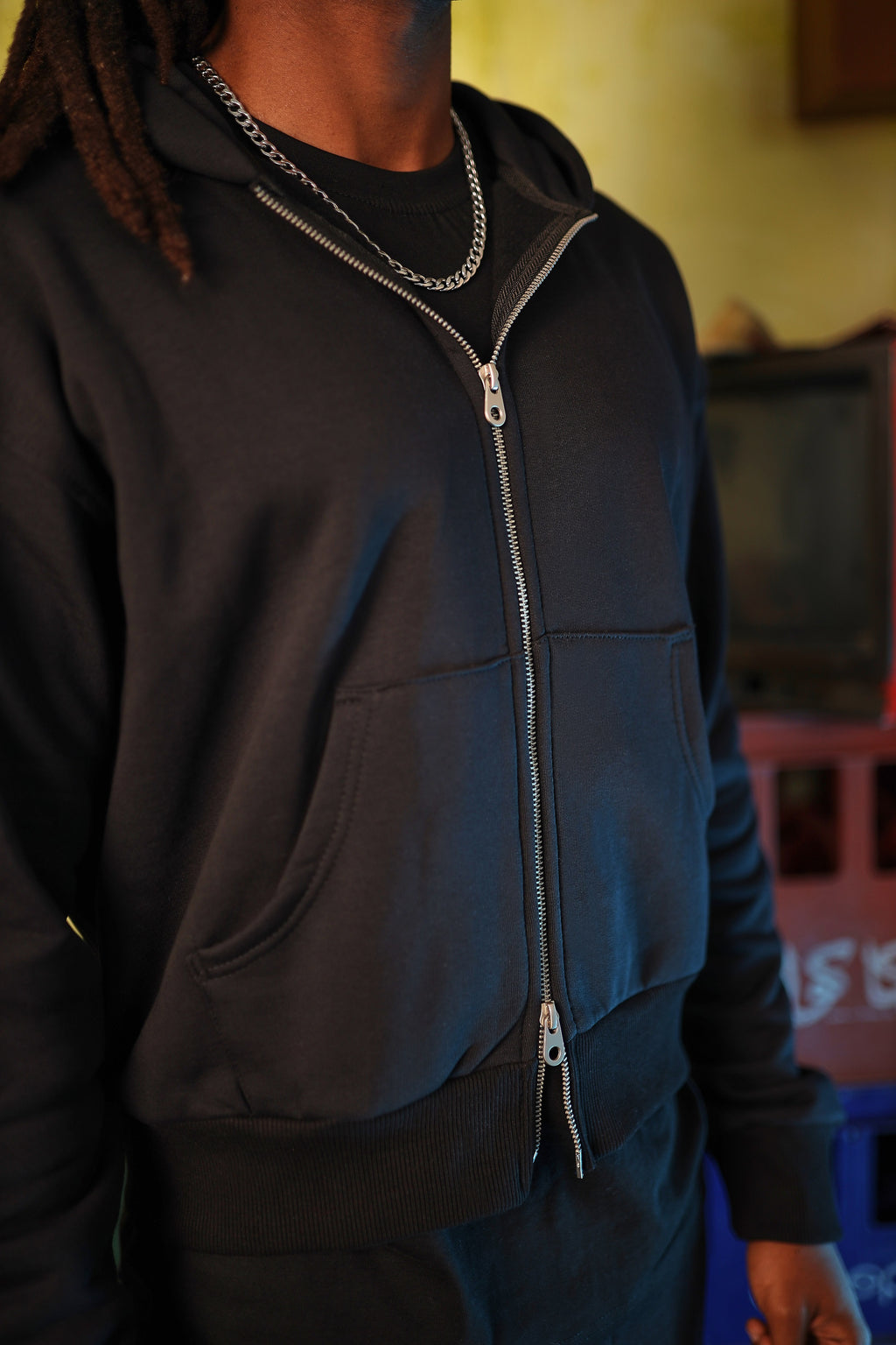 Zip-Up Hoodie & Sweatpants Set in Black - Casual Co-ord | WW26SET001