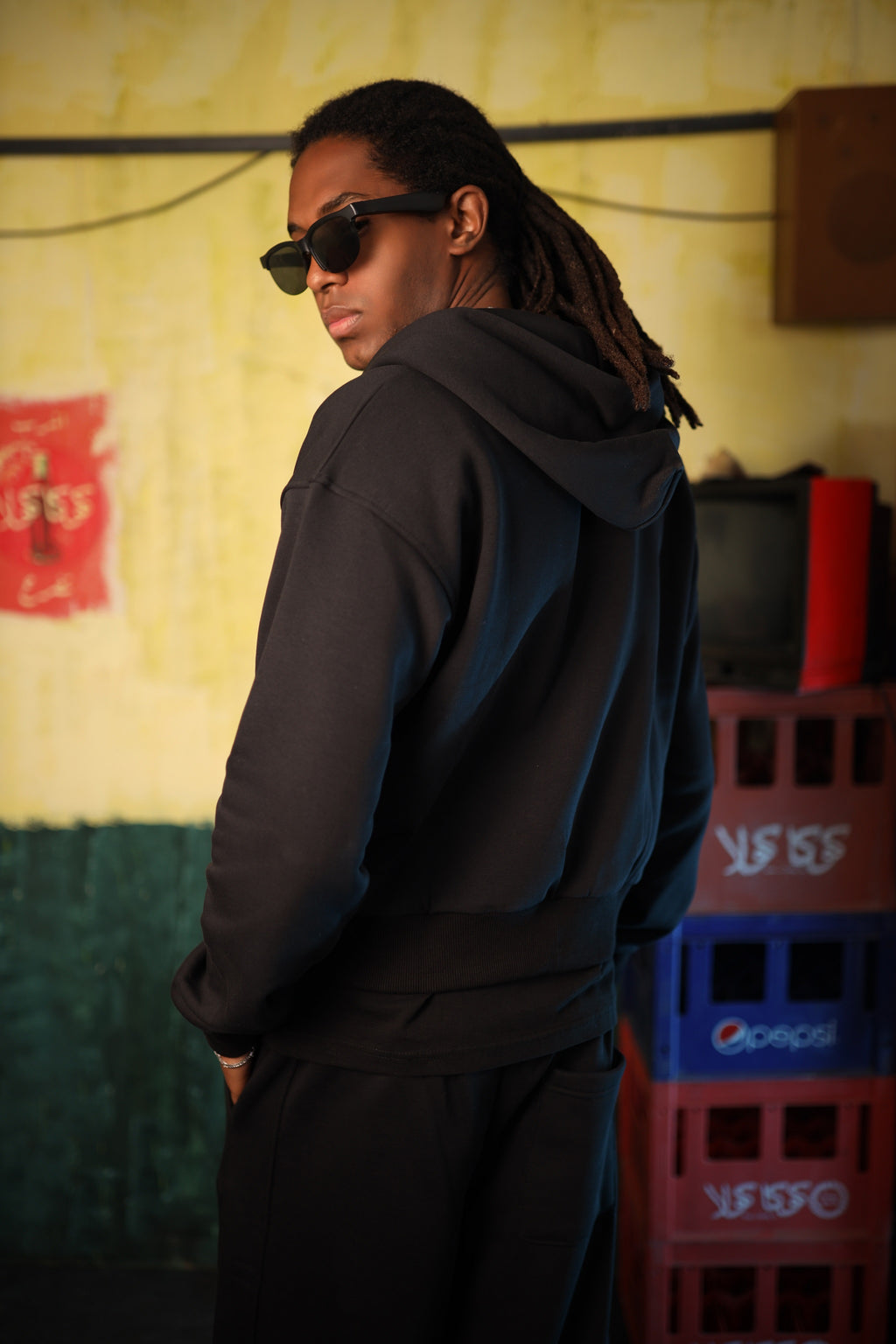 Zip-Up Hoodie & Sweatpants Set in Black - Casual Co-ord | WW26SET001